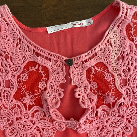TOMATO Pink Sleeveless Blouse Embroidered Top - Picture 6 of 8